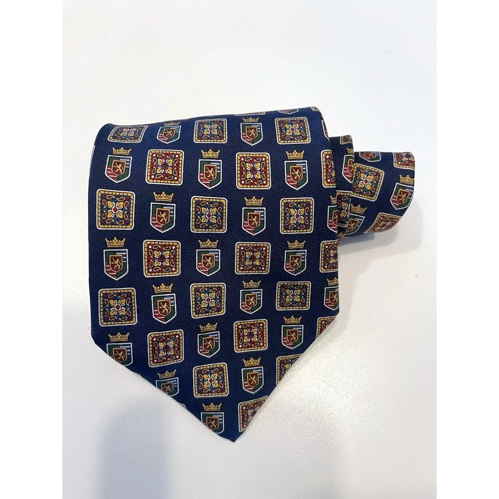 Tommy‎ Hilfiger Crest Logo Blue Gold Mens Tie
